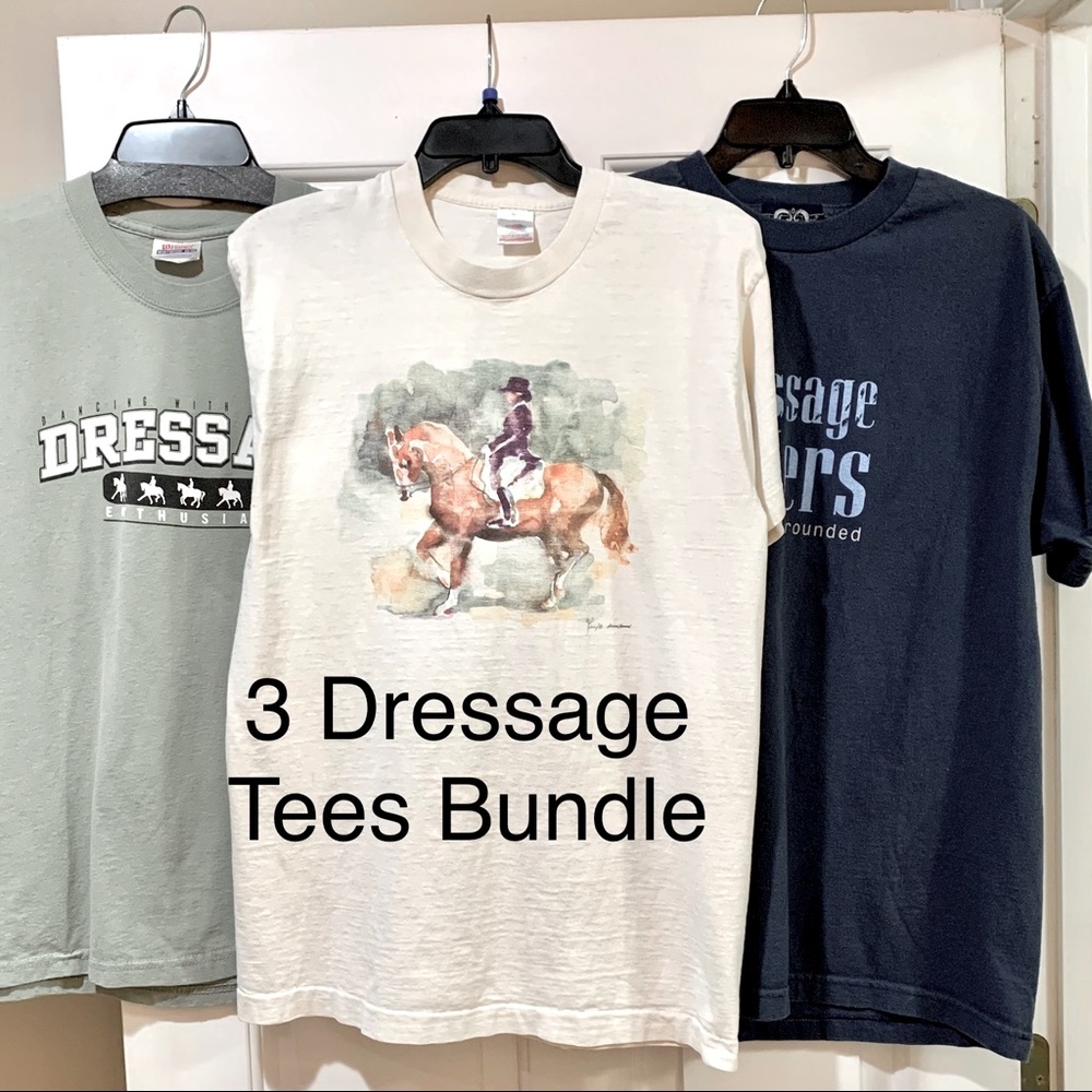 3 Dressage Horse Riding Schooling tees Ladies size L